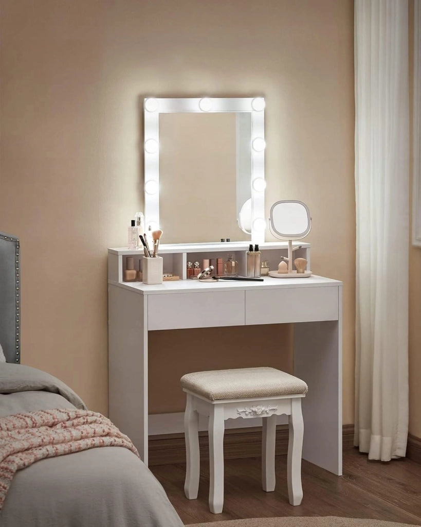 VALORA Toletta con specchio, bianco, stile scandinavo RDT114W01