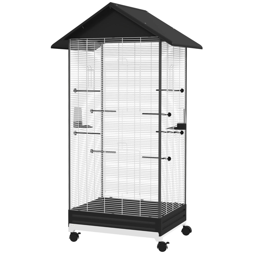 Voliera per Uccelli con Ruote ¨C Zephmum ¨C Nero 155 cm