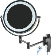 Specchio da bagno con luce LED, 205 cm, alimentazione EU, 7x ingrandimento, illuminazione per la cura della pelle, spazzola per il trucco, specchio con braccio regolabile, ideale per la bagno.