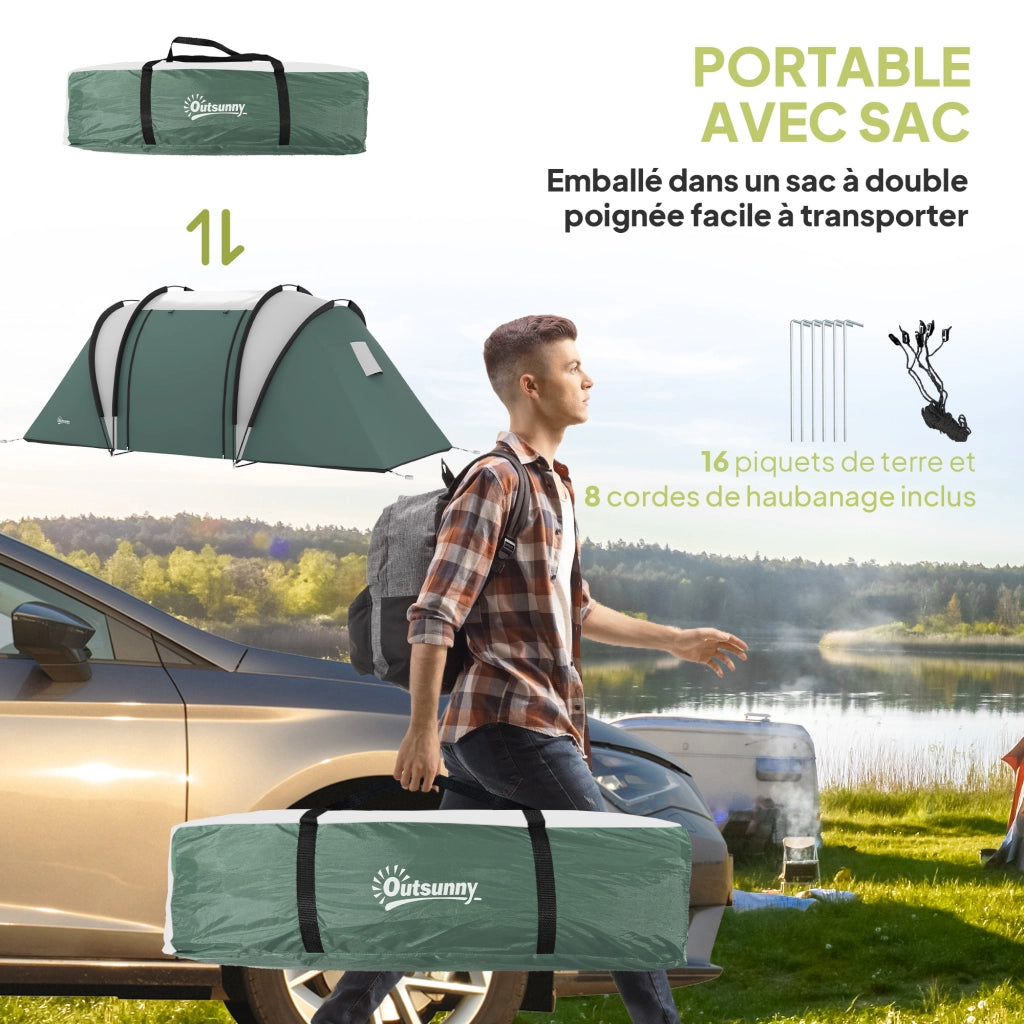 Tenda da Campeggio 4-5 Persone 2 Camere ¨C Zephmum ¨C Verde 3000mm Impermeabile