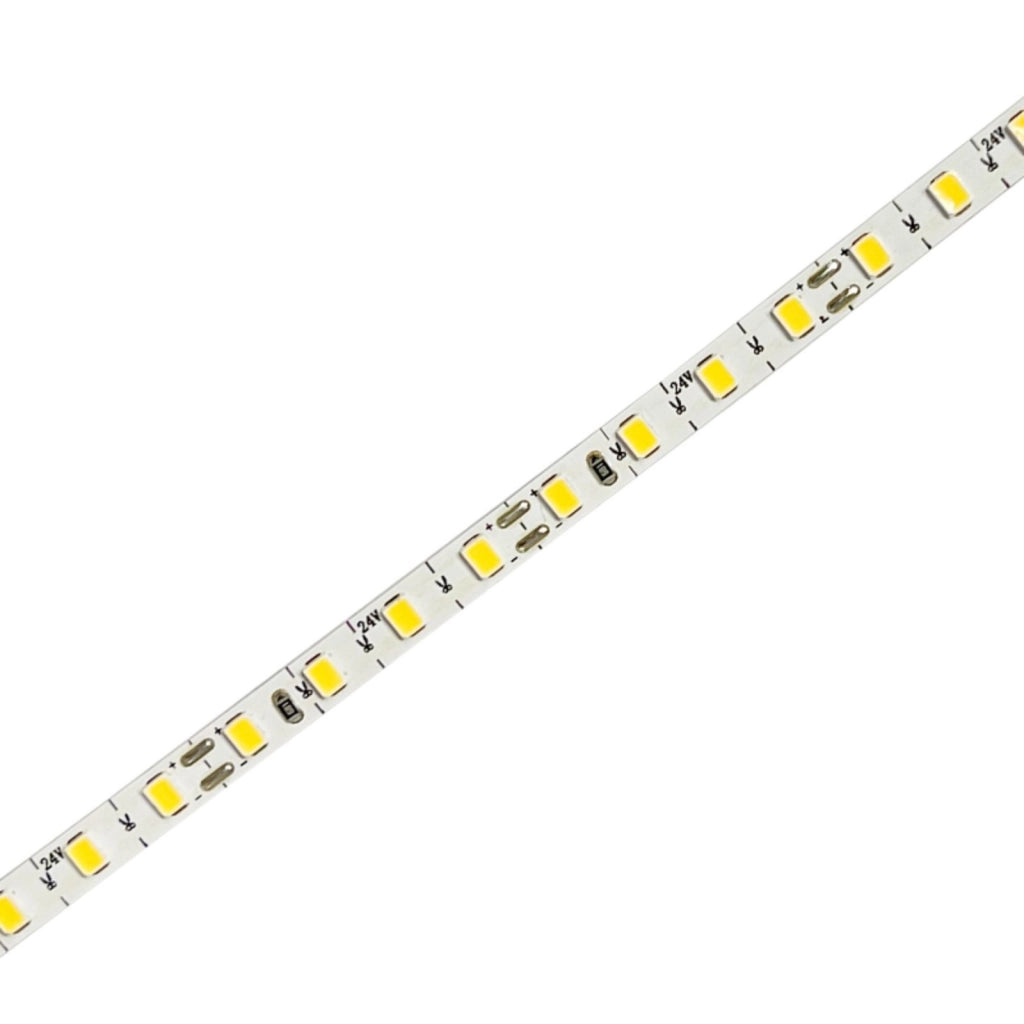 24V Striscia Led SMD Da 10 Metri, Slim da 5mm 8W/M, 110lm/W 120SMD/M, Bianco Caldo 3000K, Tagliabile Ogni Singolo Led da 8mm, Dimmerabile PWM, IP20, CRI>80