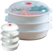 Sporgo 3-delita tavola magnetron con coperchio: Tavole magnetron a 3 compartimenti, contenitori da pasto, resistenti al magnetron con ventilazione, tavole magnetron, contenitori per alimenti BPA-free per riscaldamento e congelamento (A)