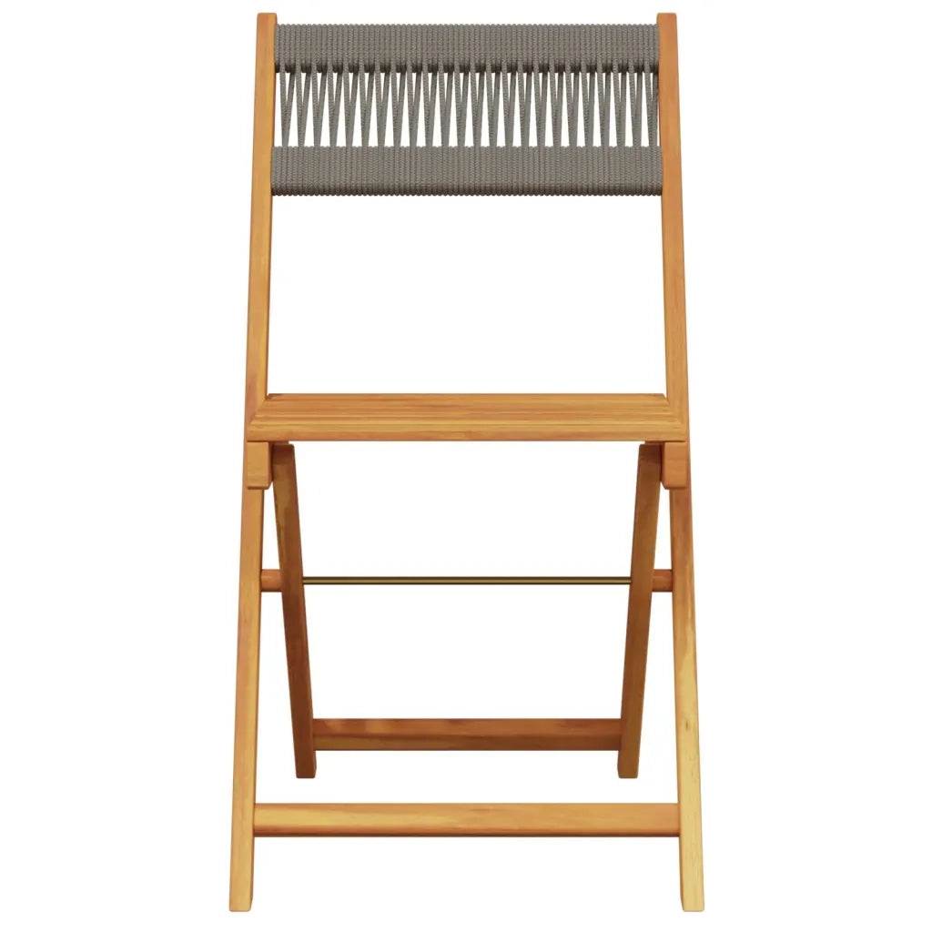 Set da Bistrot 3pz Grigio in Polipropilene e Legno Massello