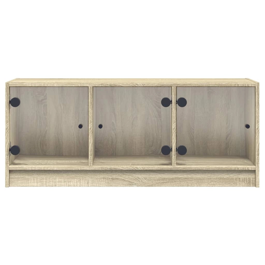 Mobile TV multimediale/scaffale/credenza/mobile TV/sala da pranzo/soggiorno/camera da letto con ante in vetro finitura rovere Sonoma 102 x 37 x 42 cm marrone 02_0026922