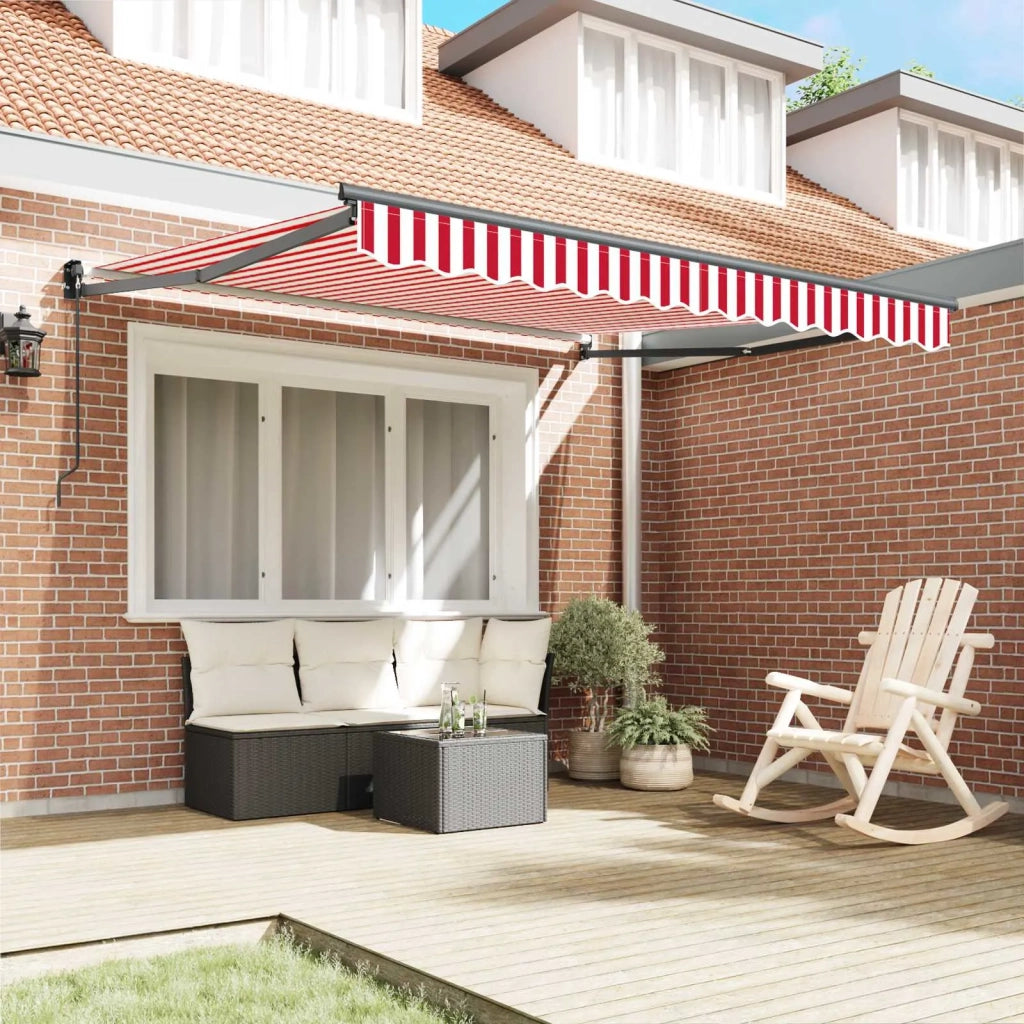 Tenda retrattile-Tenda parasole per balcone Rosso e Bianco 350 x 250 cm 597292