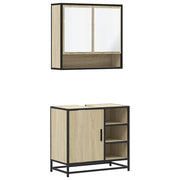 Set Mobili da Bagno | Armadio da bagno 2 pz Rovere Sonoma in Legno Multistrato