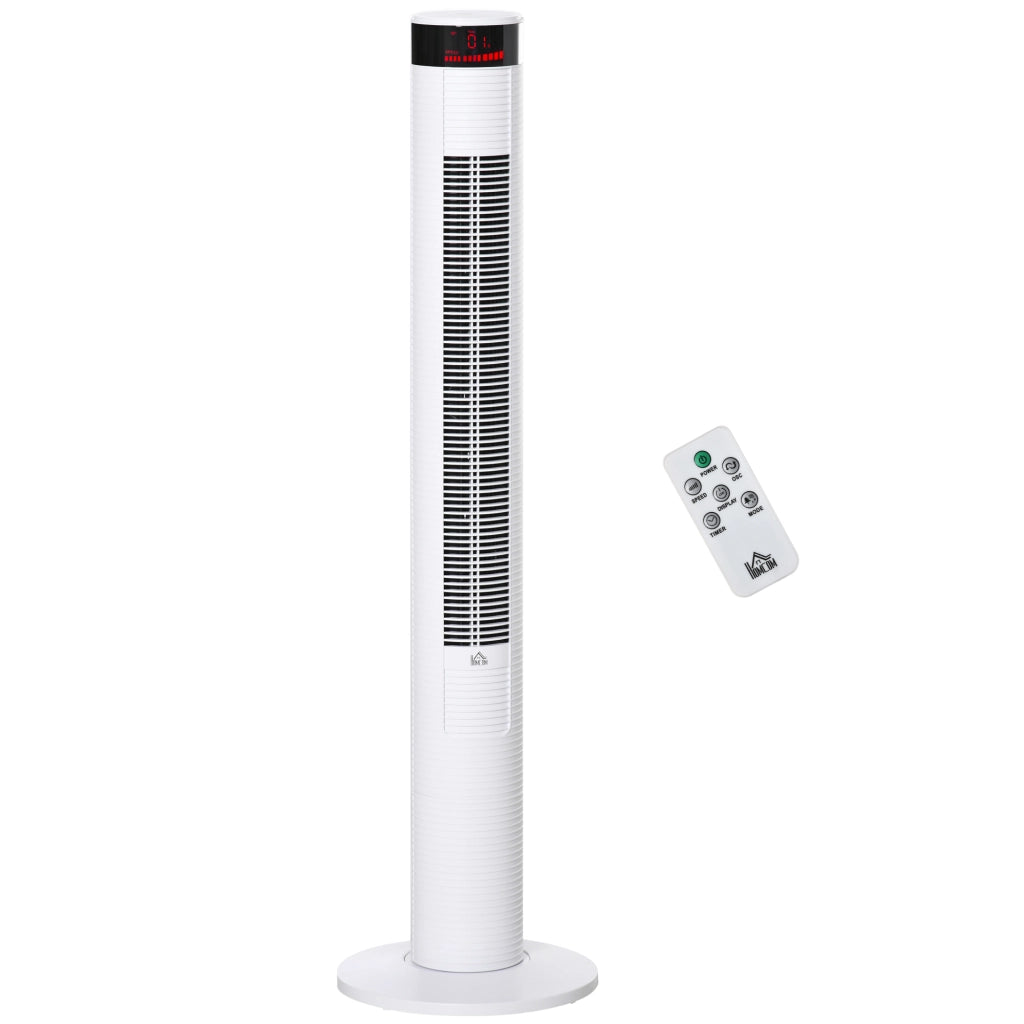 Ventilatore a Colonna con 3 Velocit¨¤ e 4 Modalit¨¤, Timer di 12h, Pannello LED e Telecomando, Bianco