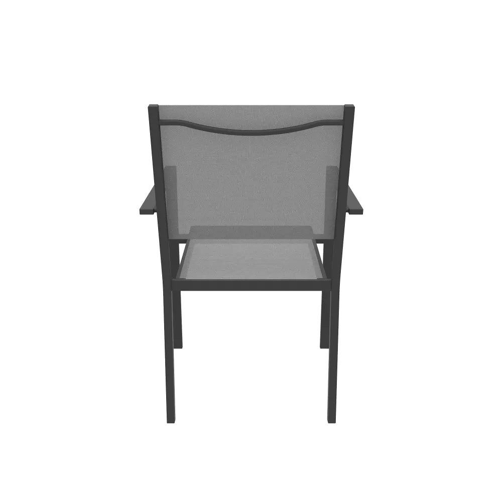 Sedia da esterno in textilene grigio scuro con braccioli in alluminio squadrati | Marel