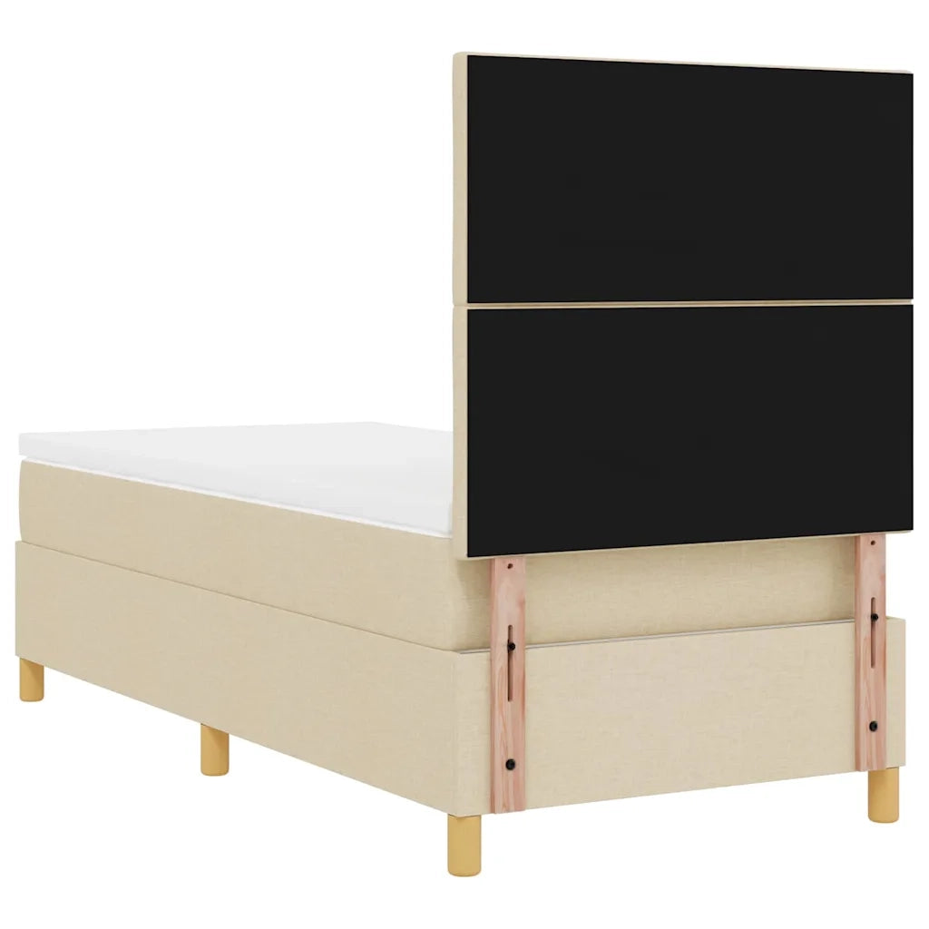 Letto a molle con materasso Crema 90 x 190 cm Tessuto 3343143