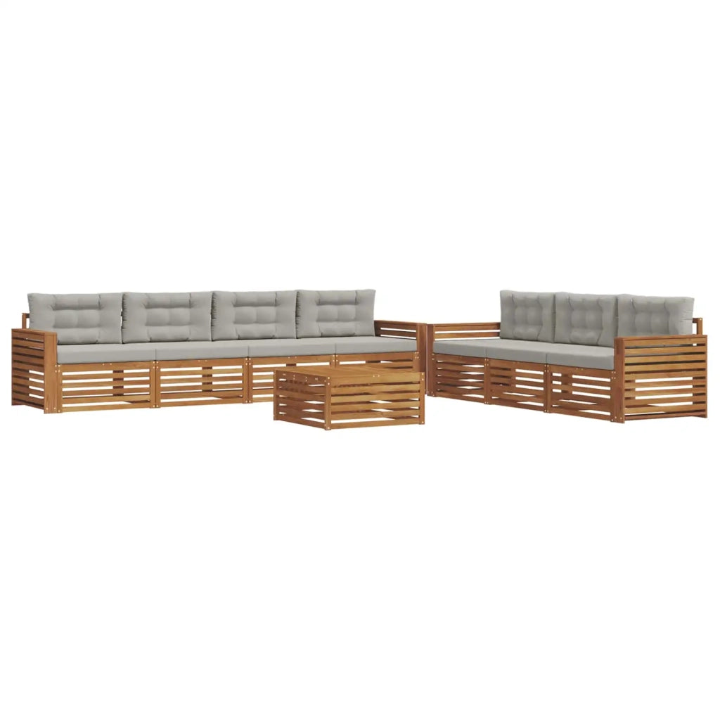 Set di divani da esterno 8 pcs Grigio Naturale e Chiaro
