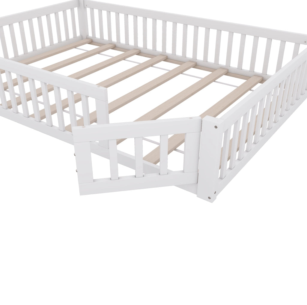Letto per bambini 140x200 cm; forma camino; legno; bianco (Senza materasso)