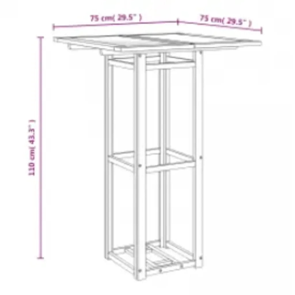 Tavolino da Giardino | Tavolo da Bistrot 75x75x110 cm in Legno Massello di Acacia