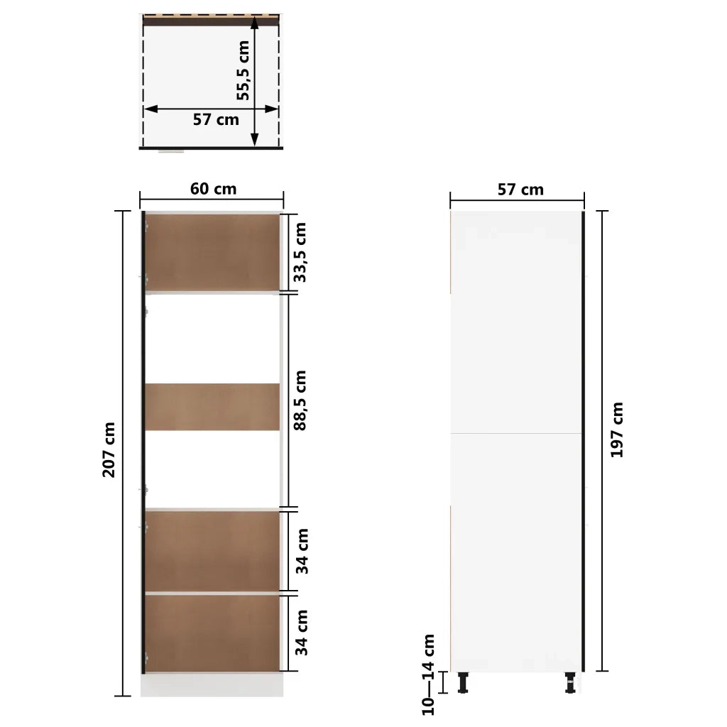 Armadio per Frigo Nero 60x57x207 cm in Legno Multistrato cod mxl 73366