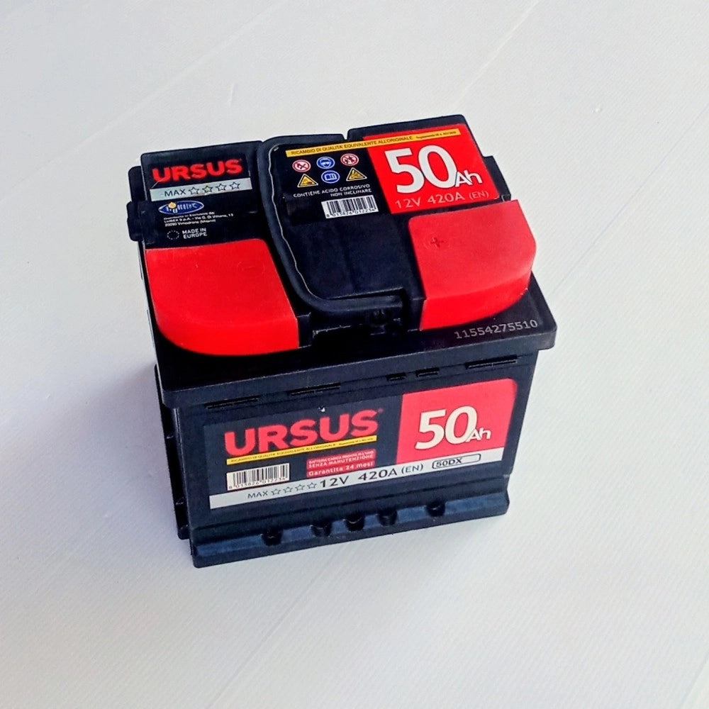 Ursus batteria auto da 50ah dx, 12v, spunto 420a, l 207 x p 175 x h 190mm