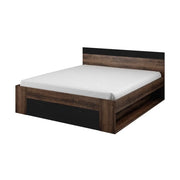 Letto adulto 160x200 con cassetti integrati - Collezione EOS. Colori rovere scuro e nero.