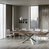 Tavolo allungabile 200/460x90 cm Volantis Premium colore noce gambe multicolore 4/A