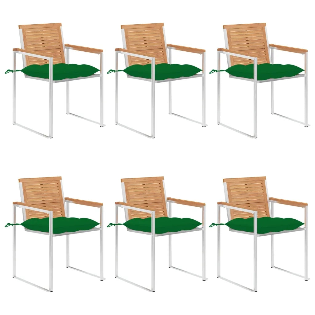 Sedie da Giardino con Cuscini 6 pz in Legno Massello di Teak cod mxl 8681