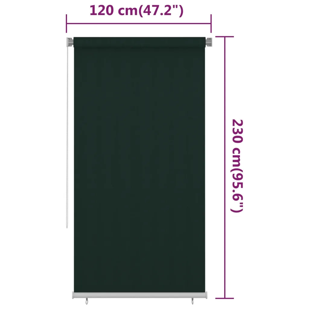 Tenda a Rullo per Esterni 125(L)x230(A) cm Verde scuro HDPE 312825