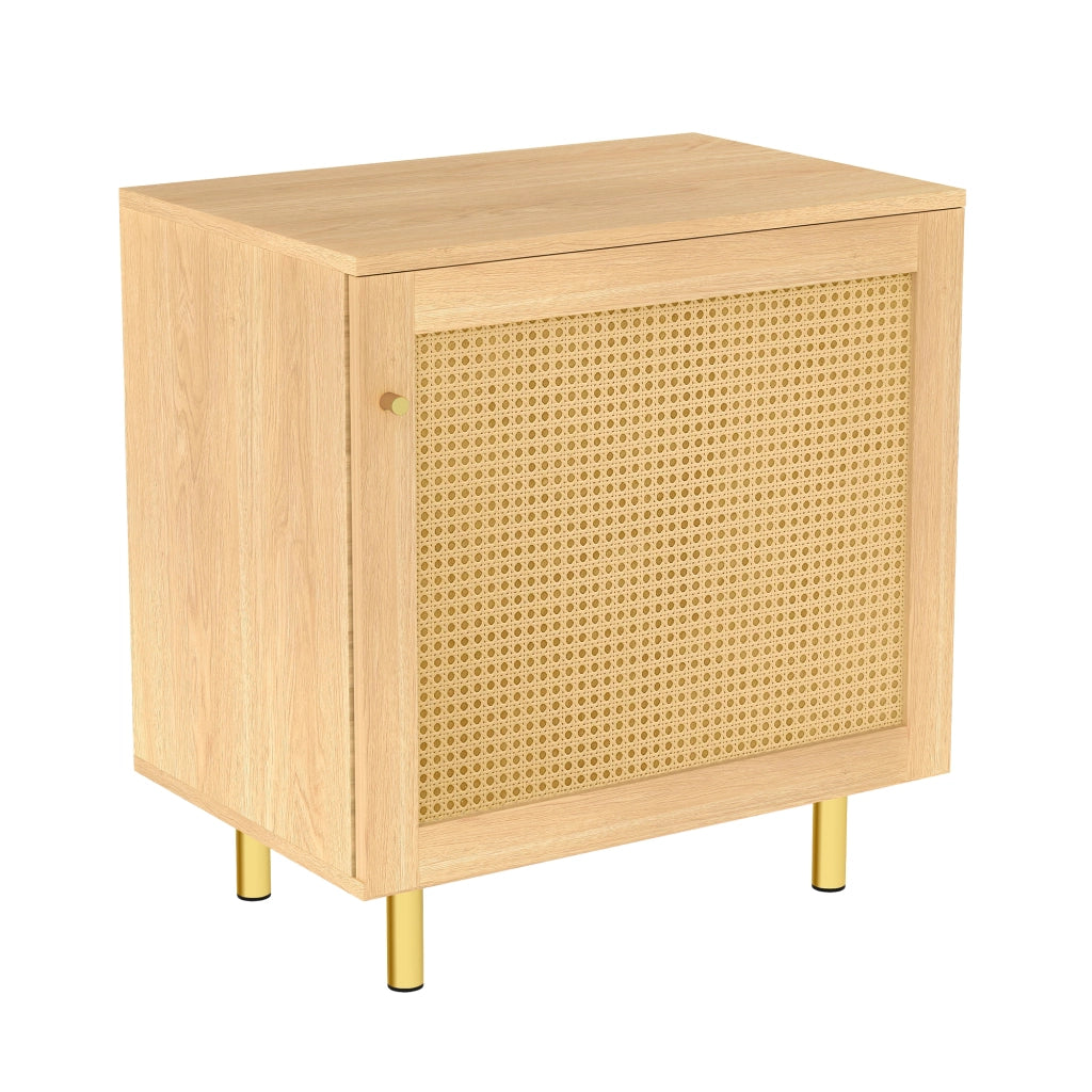 Credenza con 1 anta e 2 ante; ripiano - per soggiorno - in MDF - 180×40×63 cm - naturale