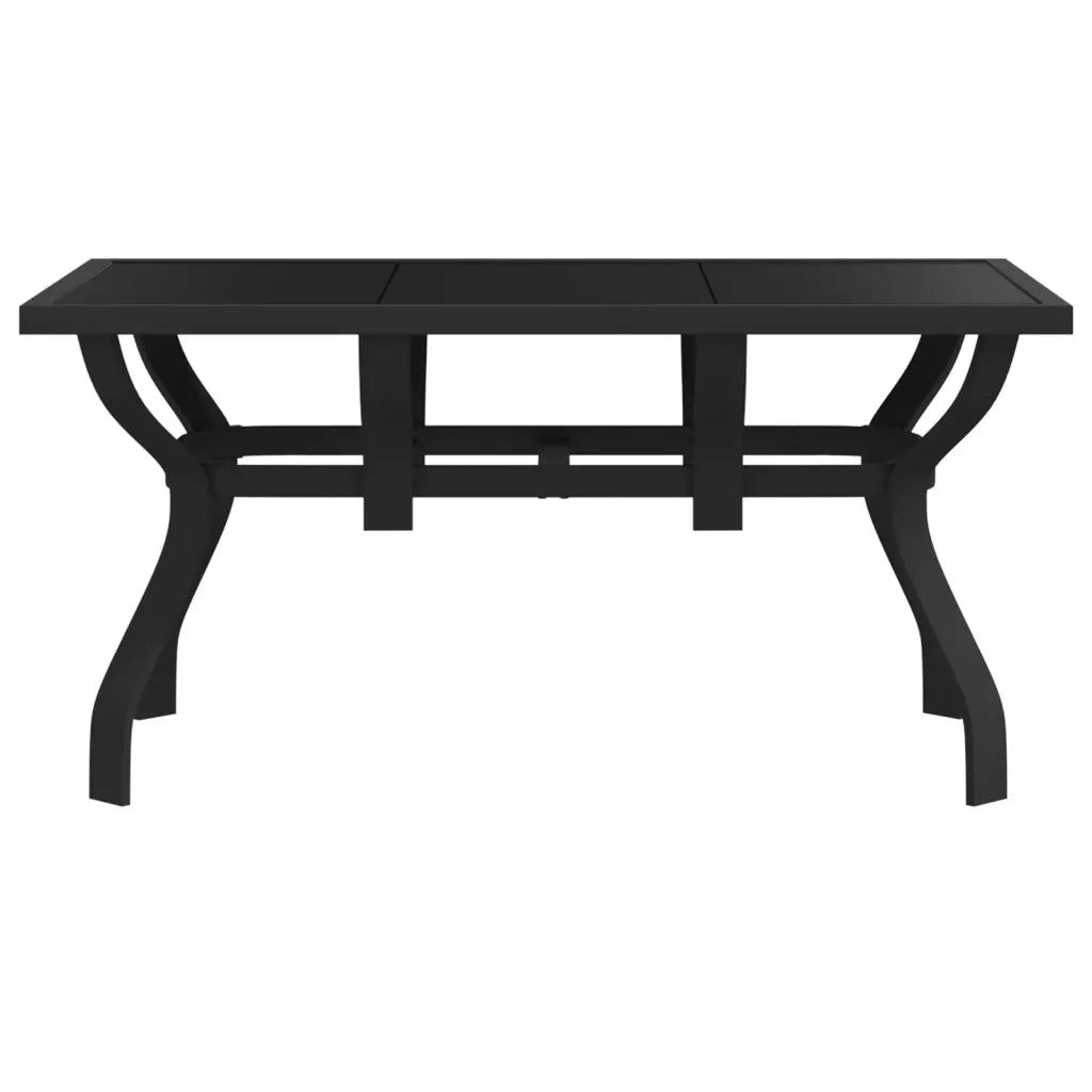 Tavolo da Giardino Nero 140x70x70 cm in Acciaio e Vetro 318768