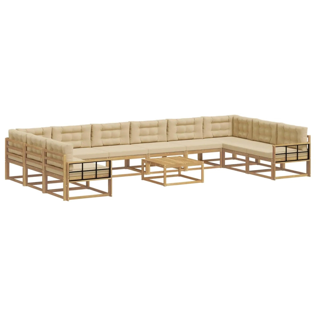 Set di divani da esterno 11 pz Bianco e Beige 3387152
