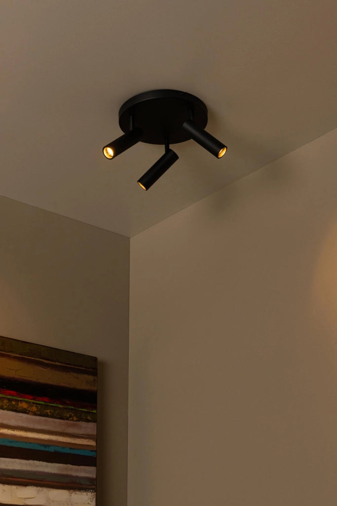 Faretto soffitto GRADO 3 luci nero rotondo MR11 Lucide