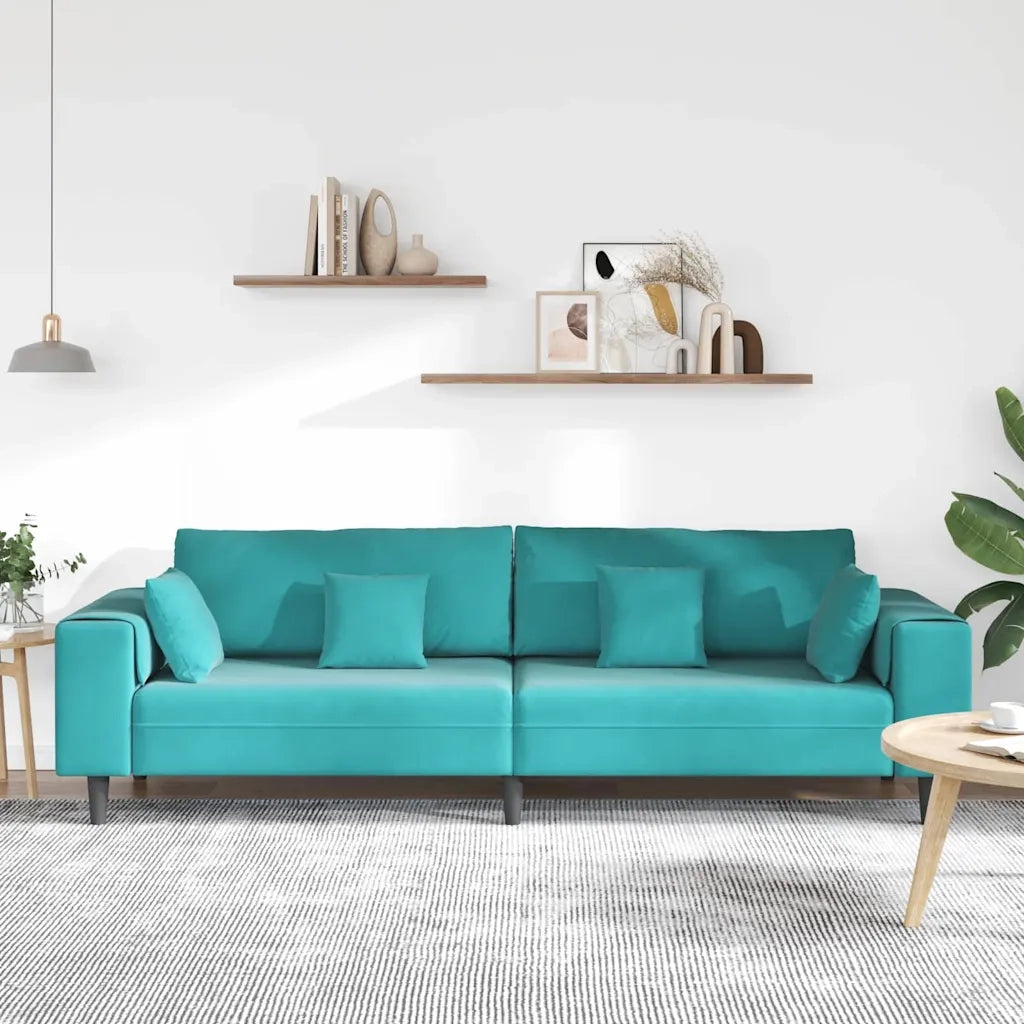 Divano Turchese 250 x 77 x 76 cm Velluto 3335161