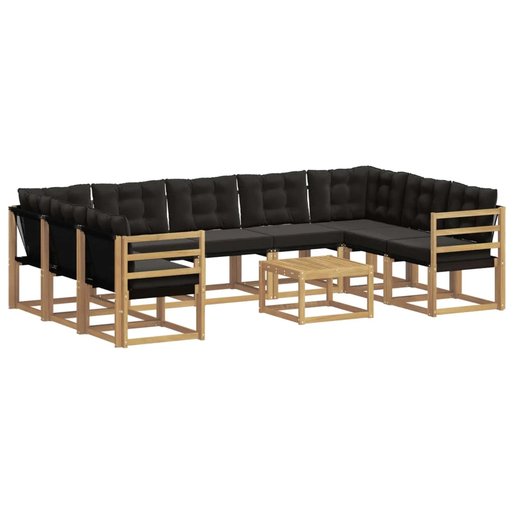 Set di divani da esterno 10 pz Bianco e Nero 3389874