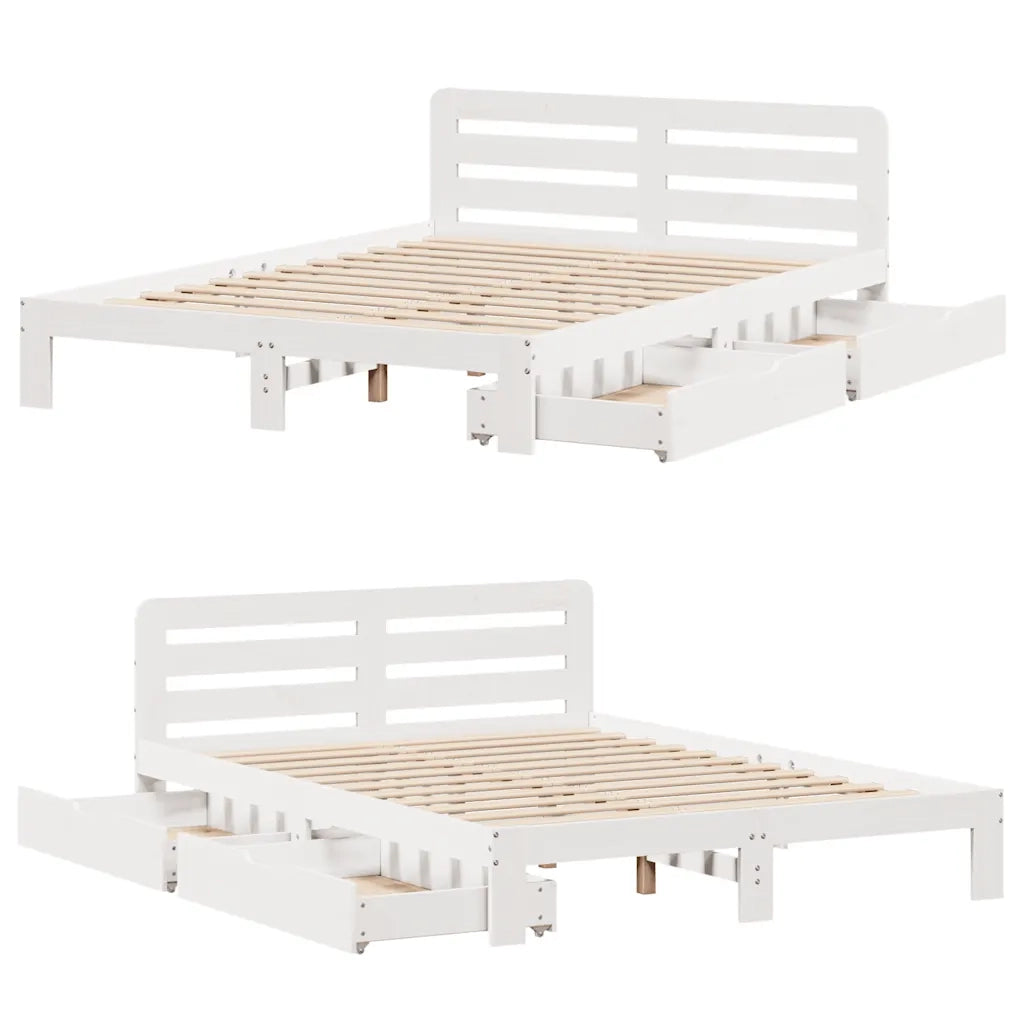Letto senza Materasso Bianco 140x190 cm Legno Massello di Pino 3309873
