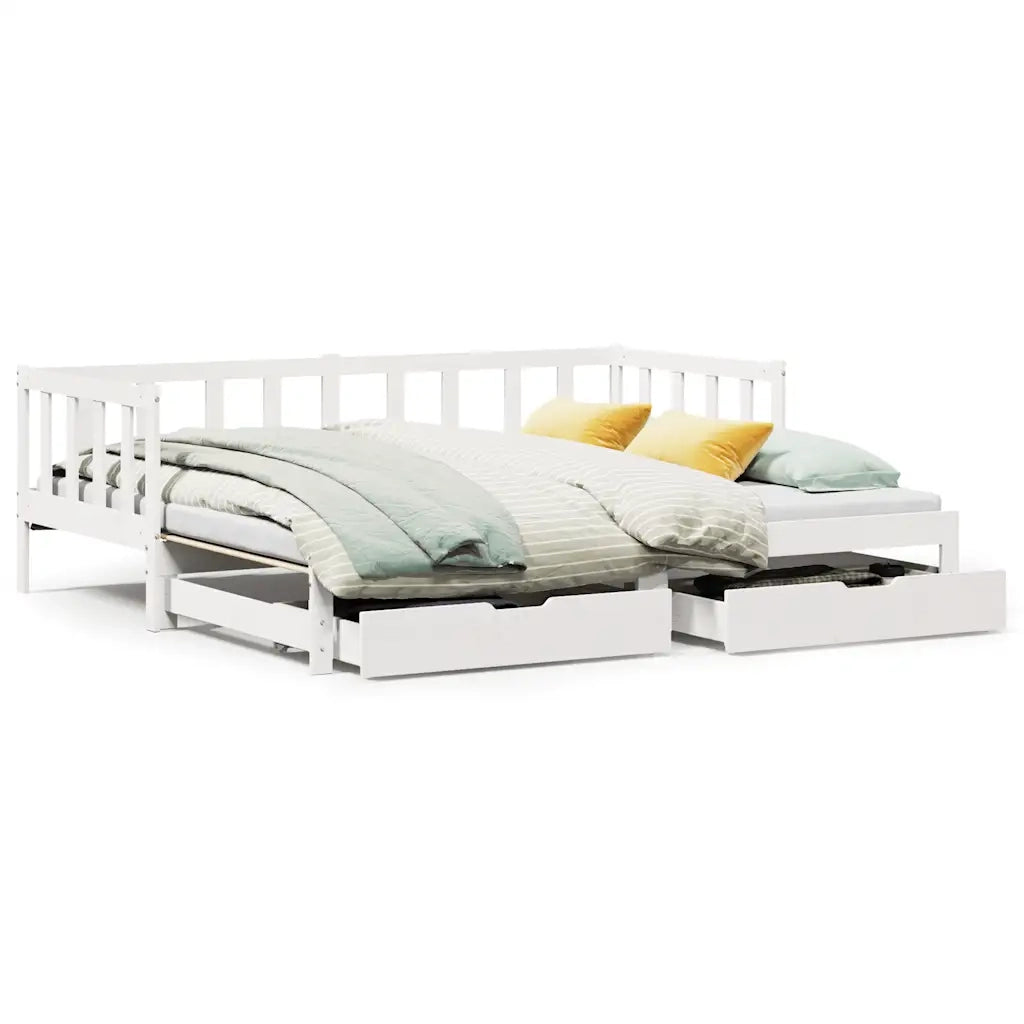 Letto Estraibile con Cassetti senza Materasso Bianco 90x190 cm
