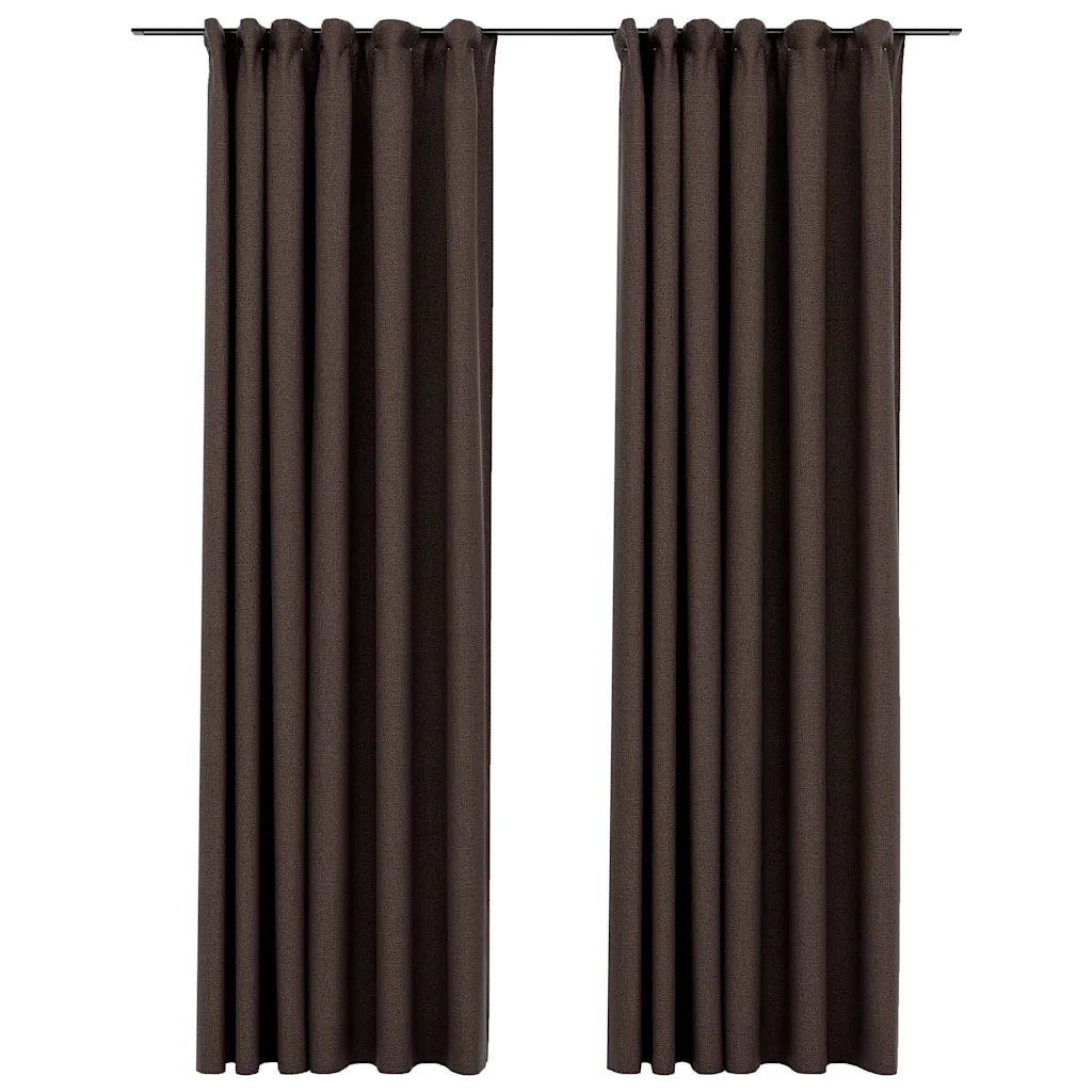 Tende Oscuranti con Ganci Effetto Lino 2 pz Talpa 140x245 cmcod mxl 104686
