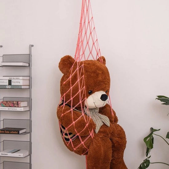 Matassa a rete per bambini con organizzatore per giocattoli e decorazioni in pelle morbida per angoli grandi
