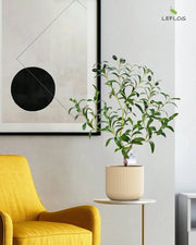 Pianta artificiale di olivo 60cm con stelo vivente, ramo regolabile e olive morbide, decorazione per ufficio, negozio, appartamento e festa