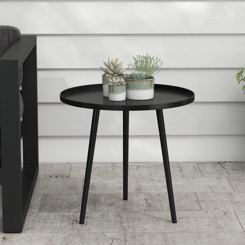 Tavolino da esterno rotondo ¨C zephmum ¨C acciaio nero 40x50 cm