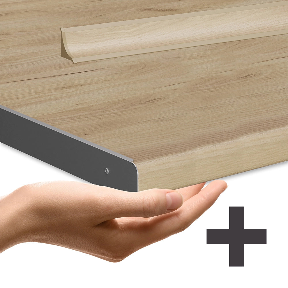 Cucina angolare completa R-Line Antracite lucido/Rovere dorato 247 x 237 cm, PL Rovere Vicco