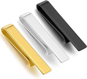 Set di 3 Spilloni per Uomini - acciaio inossidabile/ rame/ rame argentato, spillone multifunzionale per matrimoni e uso quotidiano, chiusura di sicurezza con progetto compattato (argento/oro/nero)