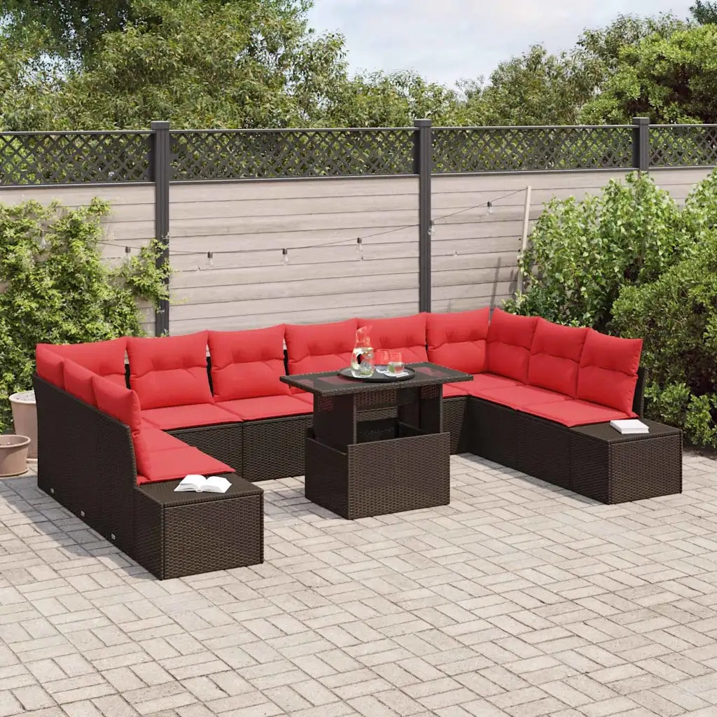 Set Divano da Giardino 11 pz Marrone polyrattan 3357997