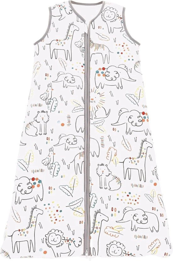 Sacco estivo senza maniche per bambini sacco estivo e primaverile 100% cotone 130 / altezza bambino: 130-150 cm animali colorati