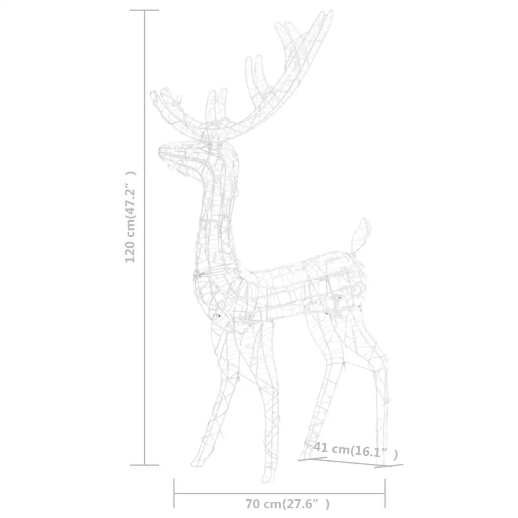 Decorazione Natalizia Acrilico Renna 140LED 120cm Bianco Freddo 329782