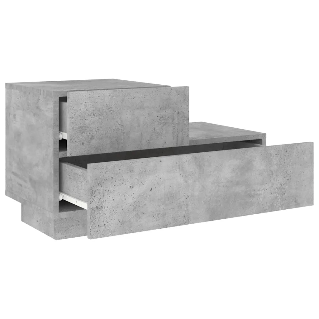 Comodino | Armadio da Notte | Mobiletto da notte con Luci LED Grigio Cemento 70x36x40,5 cm