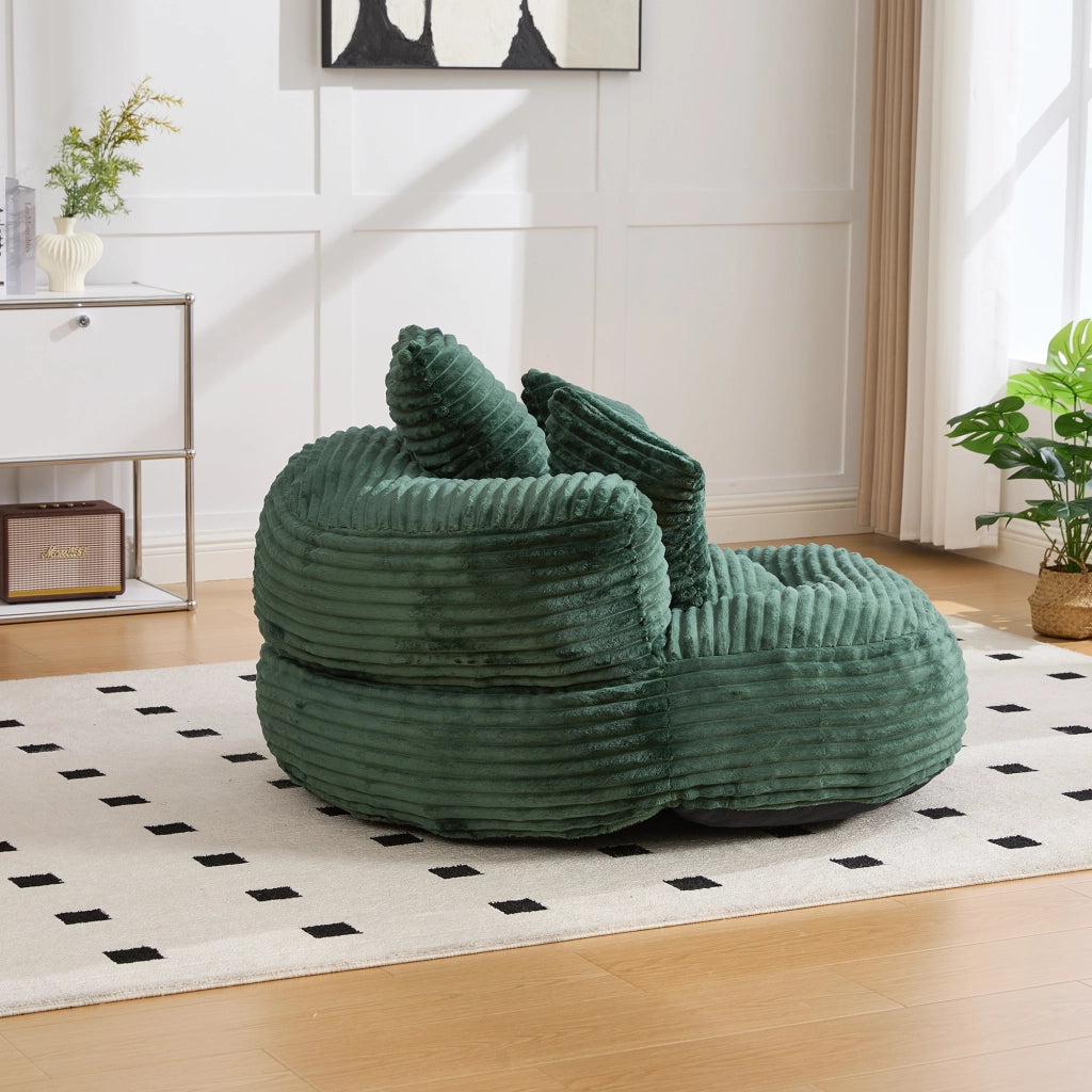 POLTRONA SACCO 108x108x52 cm Velluto a coste Verde Smeraldo