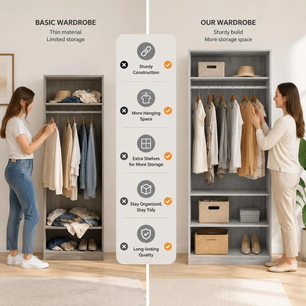 Wardrobe Grey Sonoma 100x50x200 Cm Wood-based Material