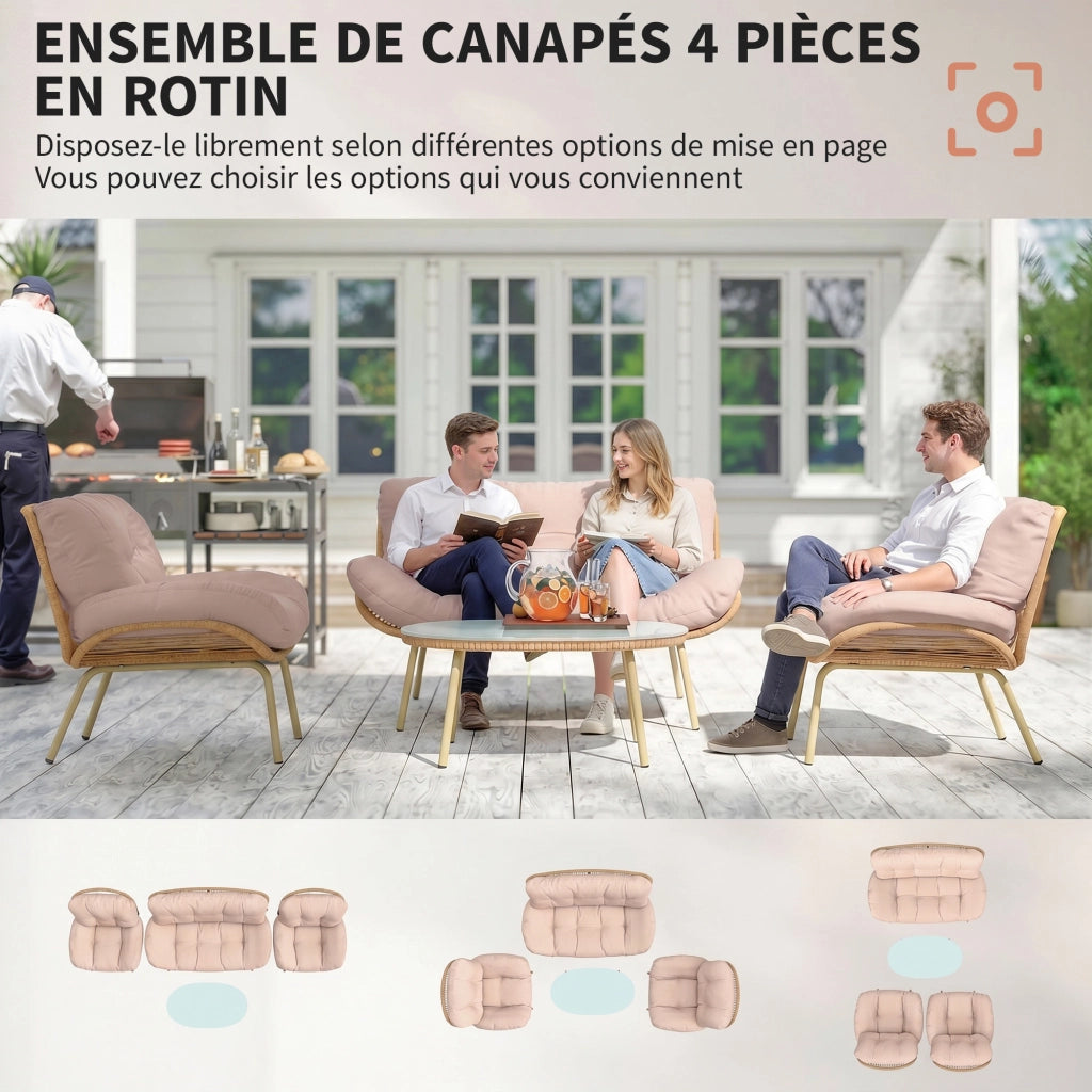 Set divano giardino 4 pezzi ¨C zephmum ¨C beige