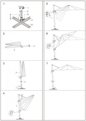 Ombrellone da Giardino Saturno Decentrato 3x4 m in Alluminio Multicolor Telo Tortora
