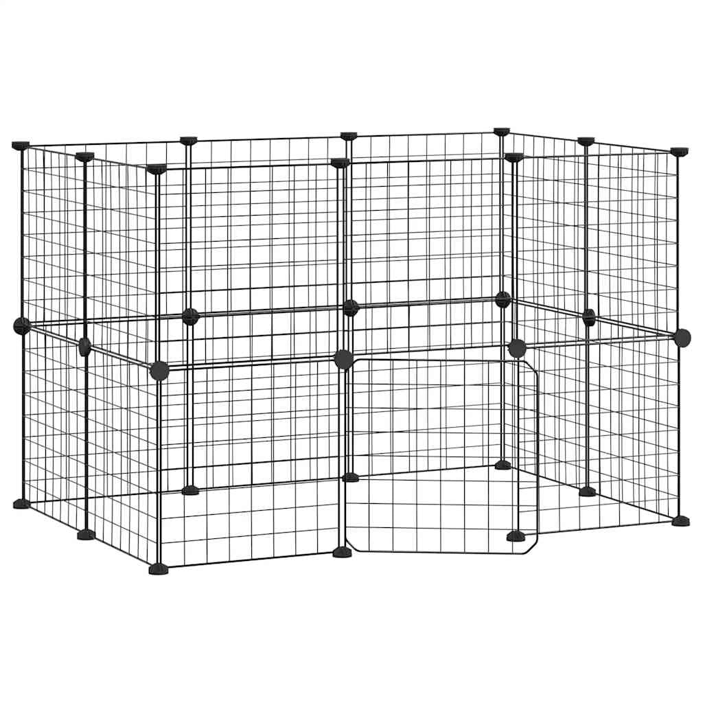 Gabbia per animali domestici a 20 pannelli con porta 35 x 35 cm nera 02_0041569