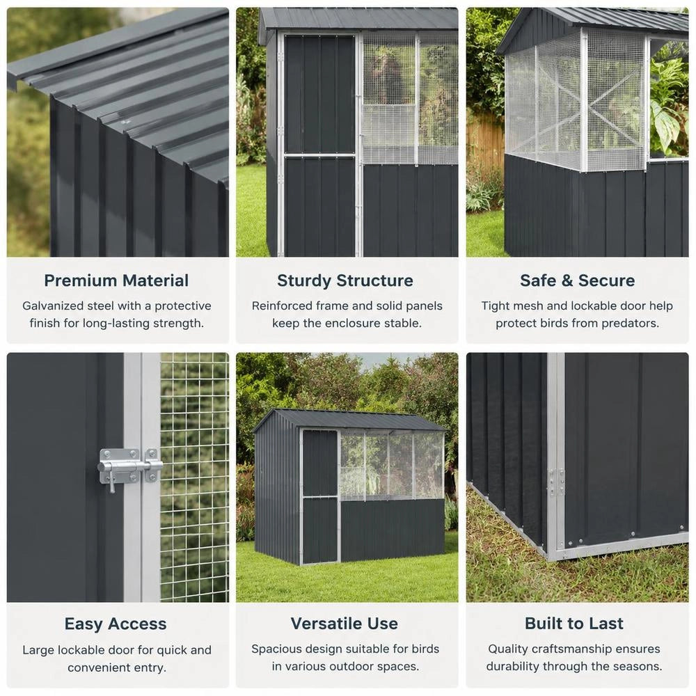 Bird Cage Anthracite 215 X 209 X 230 Cm Galvanized Steel