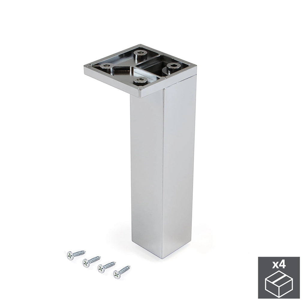 Piedino per Mobile Angolo Regolabile 140 - 150 mm Plastica Cromato 4 Pezzi Emuca