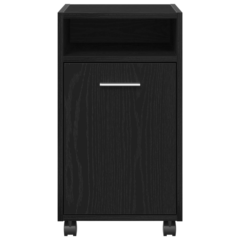 Armadio laterale  con ruote in rovere nero 33x38x60 cm in legno ingegnerizzato