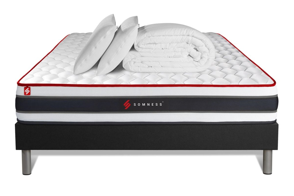 Pacchetto letto completo - Materasso 160x200cm + Box spring con doghe (kit) + 2 cuscini + Piumone - Energy
