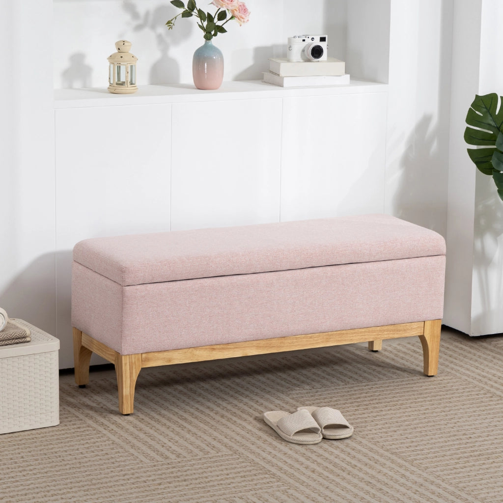 Cassa di stoccaggio in tessuto lino con coperchio rimovibile ¨C zephmum ¨C rosa 110x39x45